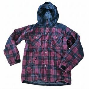 The North Face Red Plaid Hooded HyVent Jacket Gorpcore Cabin Aesthetic